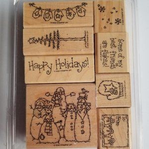 Stampin Up! 2002 Flaky Friends Set of 8 mounted stamps